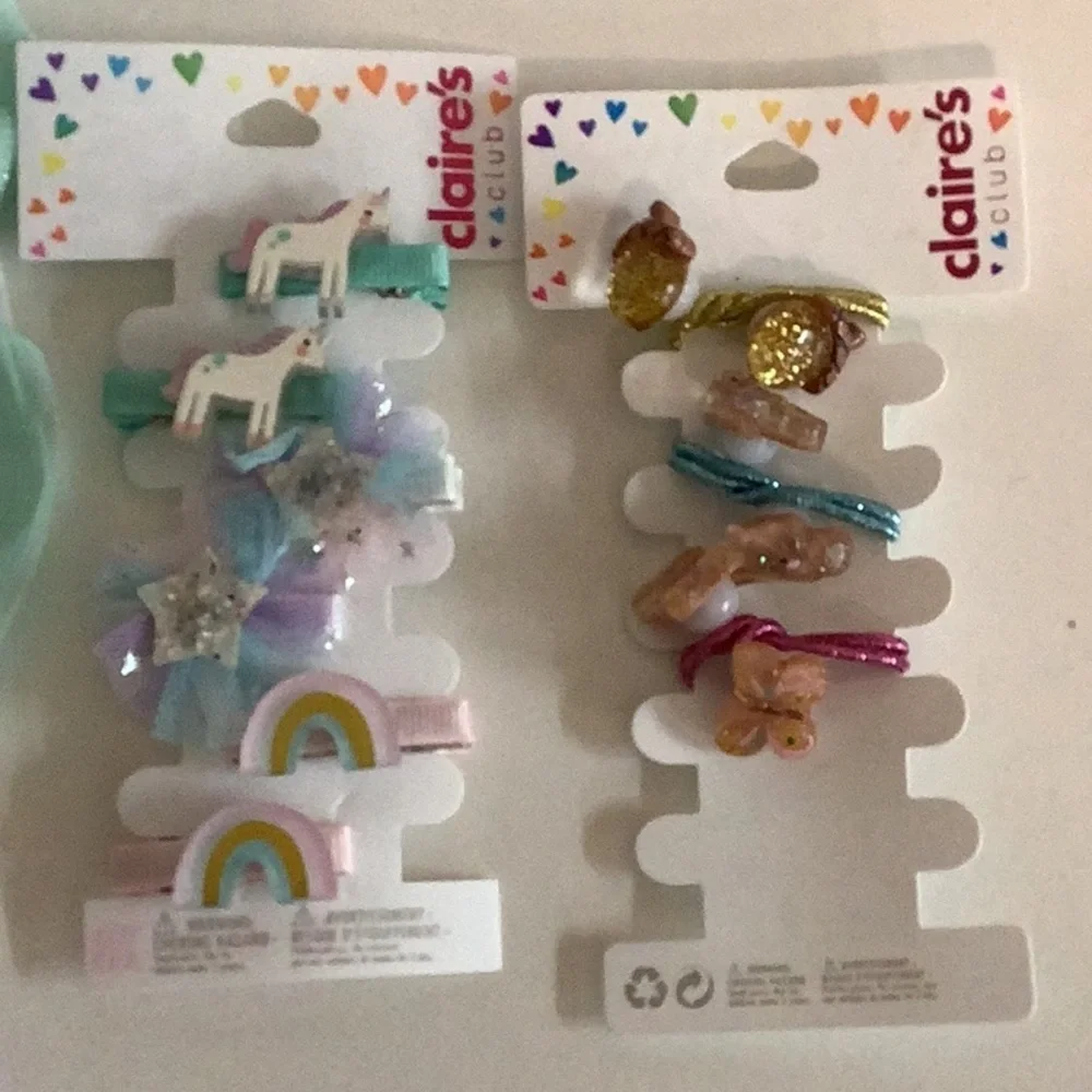 Claire's Mint and Lavender Hair Bow & Ties Bundle New